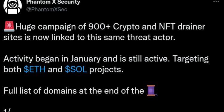 900多加密货币、NFT钓鱼网站指向同一行为者!公链Sui Discord遭黑-第1张图片-腾赚网 900多加密货币、NFT钓鱼网站指向同一行为者!公链Sui Discord遭黑-第1张图片-腾赚网
