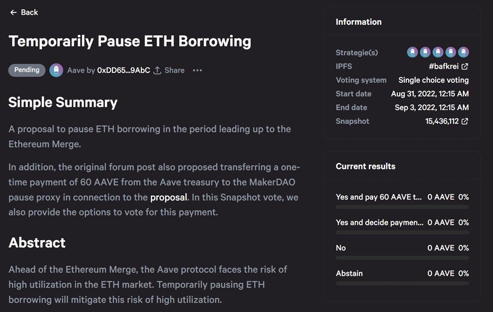 AAVE新治理提案:寻求在以太坊合并前关闭ETH借贷市场-第2张图片-腾赚网 AAVE新治理提案:寻求在以太坊合并前关闭ETH借贷市场-第2张图片-腾赚网