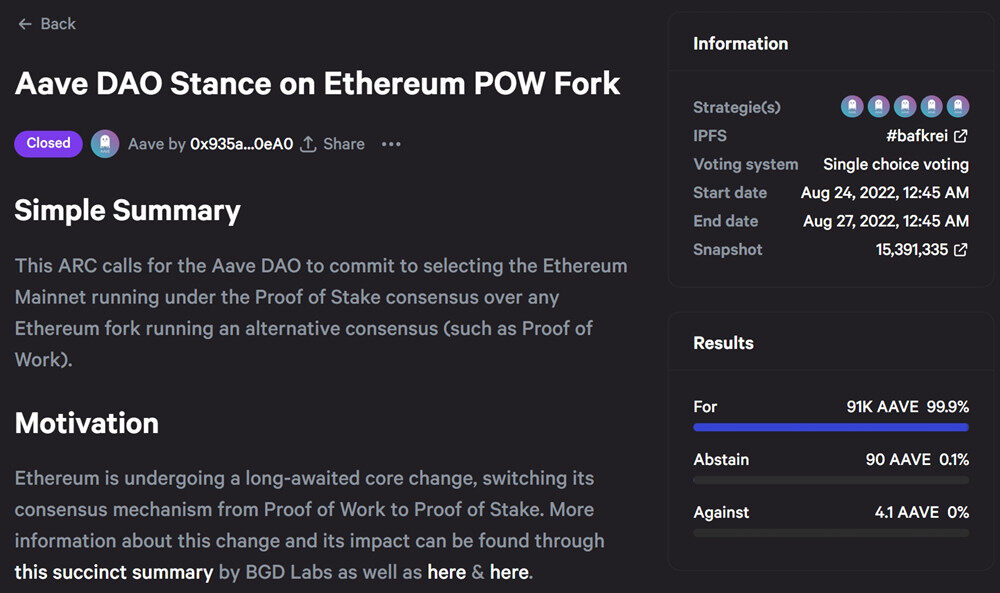AAVE新治理提案:寻求在以太坊合并前关闭ETH借贷市场-第3张图片-腾赚网 AAVE新治理提案:寻求在以太坊合并前关闭ETH借贷市场-第3张图片-腾赚网