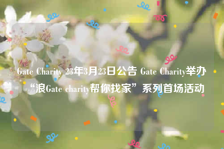 Gate Charity 23年3月23日公告 Gate Charity举办“浪Gate charity帮你找家”系列首场活动-第1张图片-欧易下载