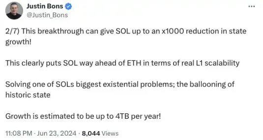 状态成本降低5200倍，ZK Compression让Solana吊打以太坊？