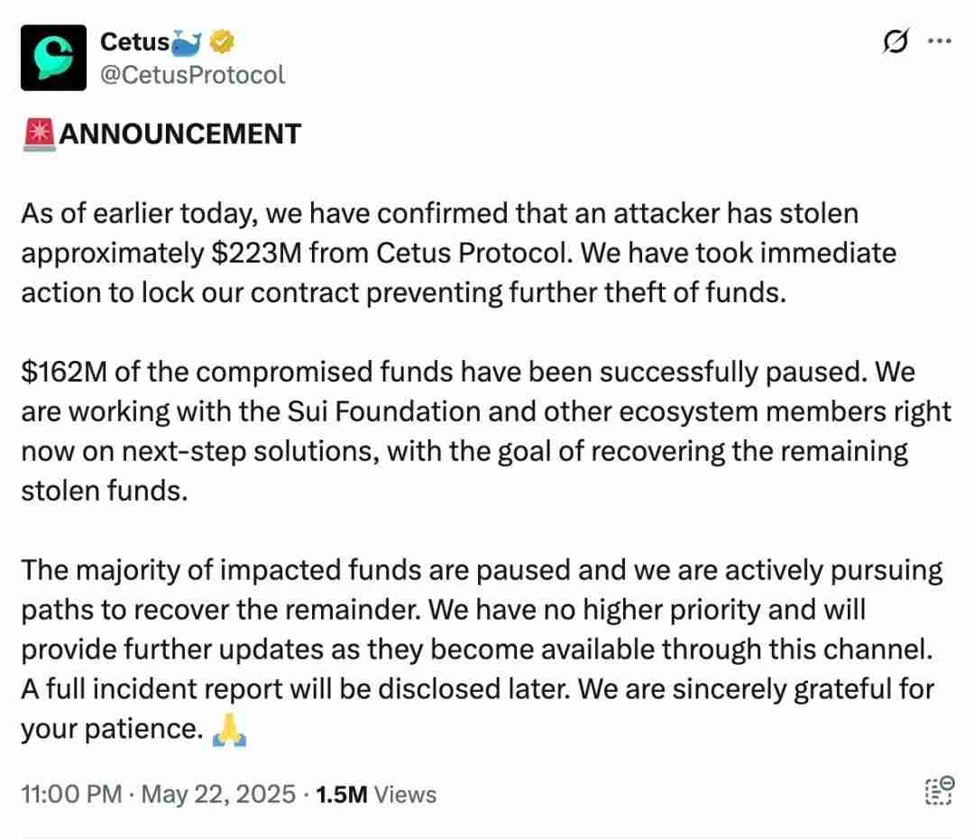 Cetus被盗2.3亿美元，解析攻击手法及资金转移情况