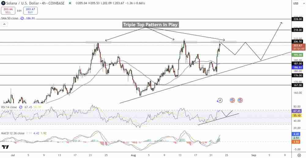 Solana价格预测解读：若突破关键阻力位　或将再涨10%